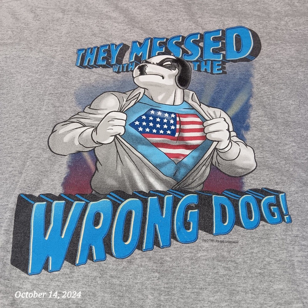 Vintage Big Dog Shirt Men 4X Gray Y2K They Messed With the Wrong Dog‎